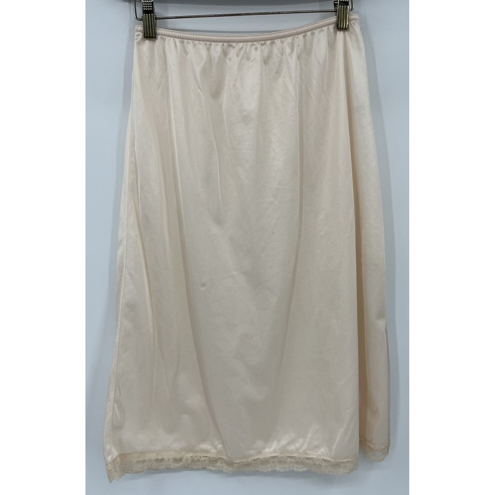 Vintage Greenco Maid Half Slip Medium Silky Nylon Lace 25" Long USA Made